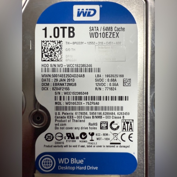 TESTED Western Digital (WD) Blue 1.0TB Desktop Hard Drive WD10EZEX-75ZF5A0   #10 - Picture 2 of 8